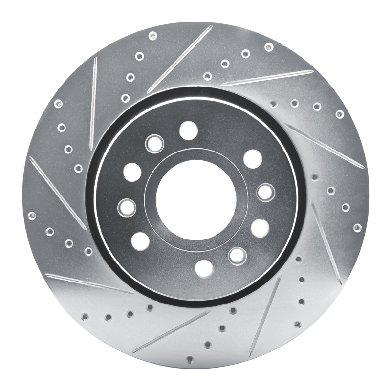 Jeep Grand Wagoneer L Brake Rotor (1) - Front Left - R1 Concepts - Drilled & Slotted - Silver - `21-`25